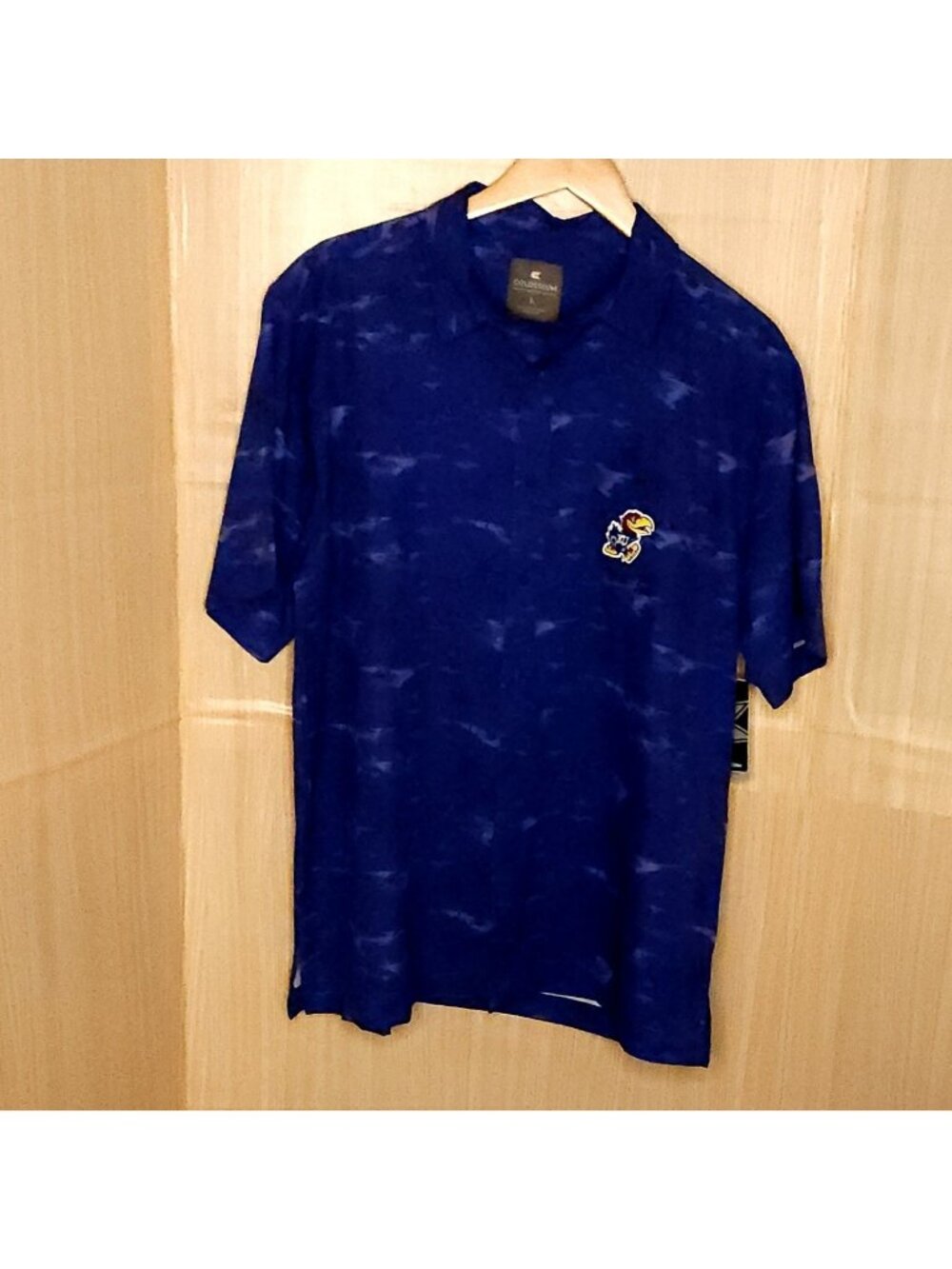Colosseum Mens New University Of Kansas Blue Silky Hawaiian Shirt Large